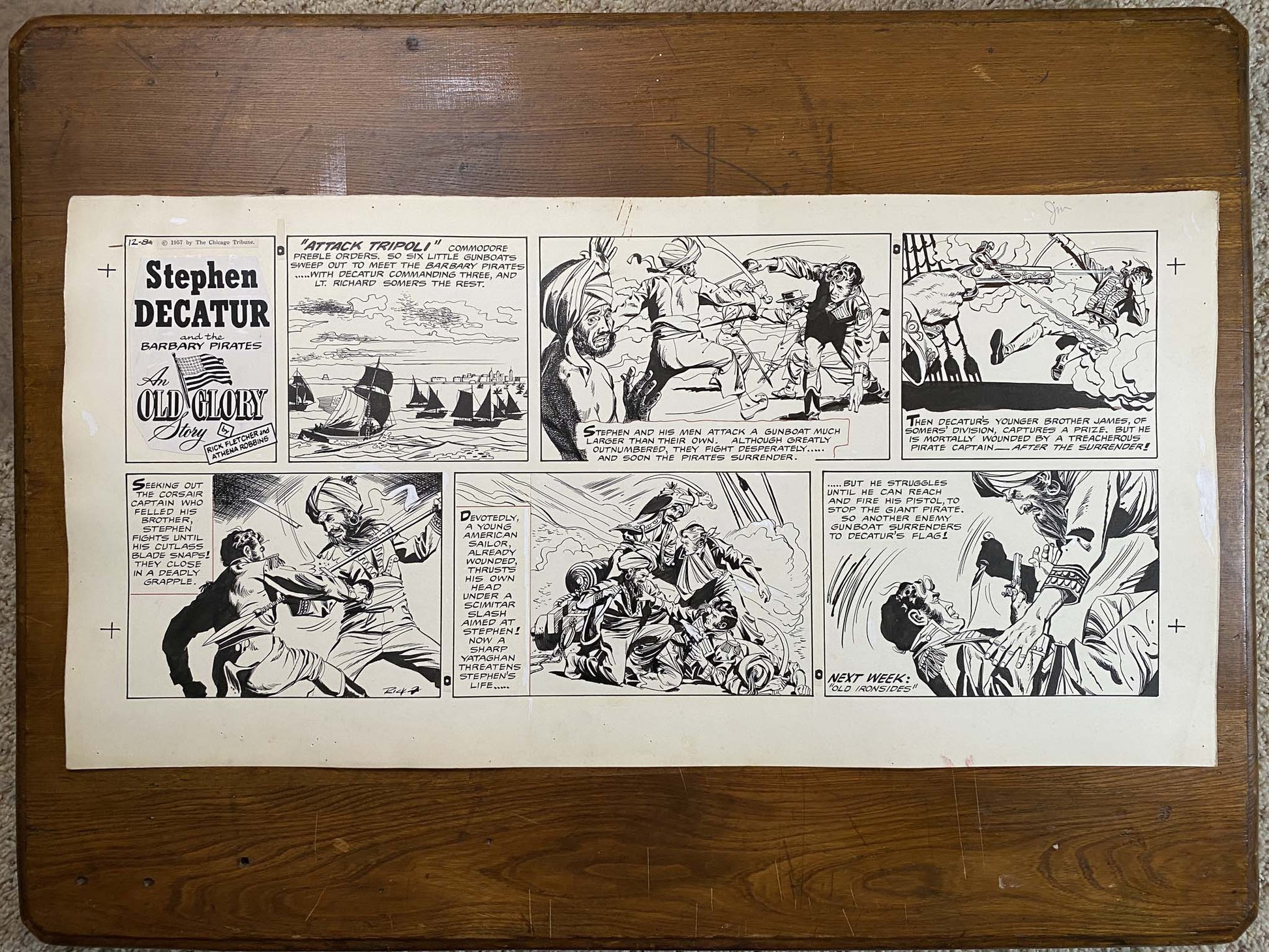 Stephen Decatur: An Old Glory Story 12/8/57 Original Art Illustration | Fletcher Studio