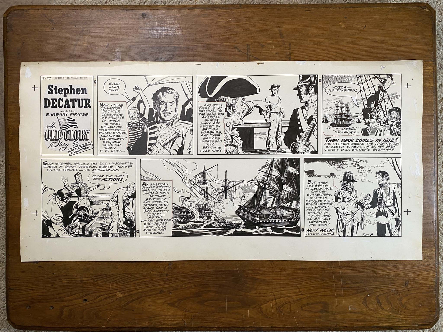 Stephen Decatur: An Old Glory Story 12/22/57 Original Art Illustration | Fletcher Studio