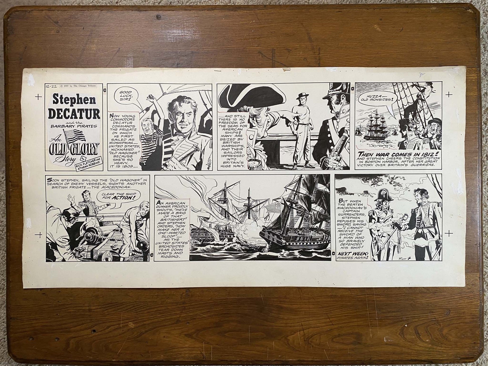 Stephen Decatur: An Old Glory Story 12/22/57 Original Art Illustration | Fletcher Studio