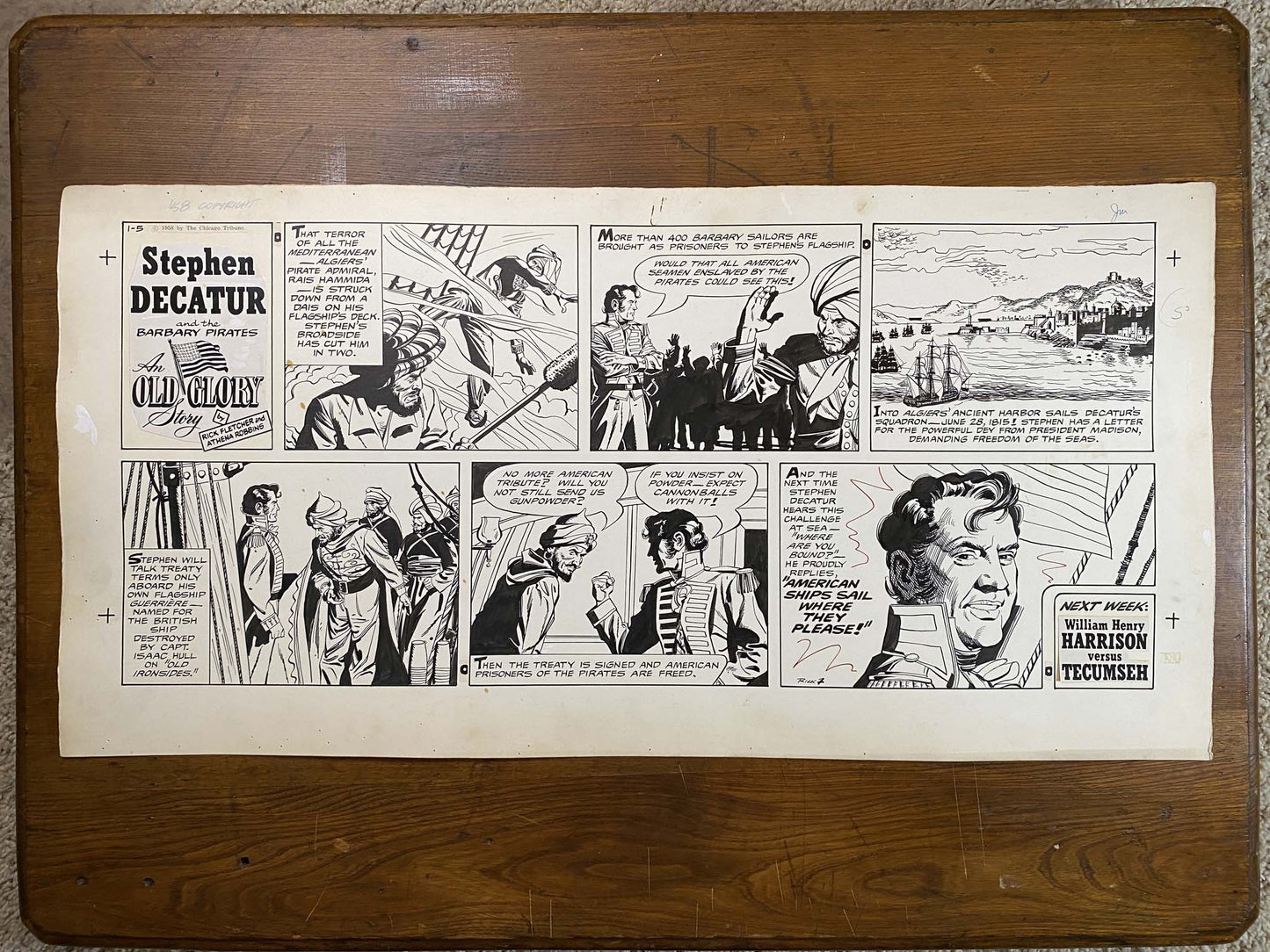 Stephen Decatur: An Old Glory Story 1/5/58 Original Art Illustration | Fletcher Studio