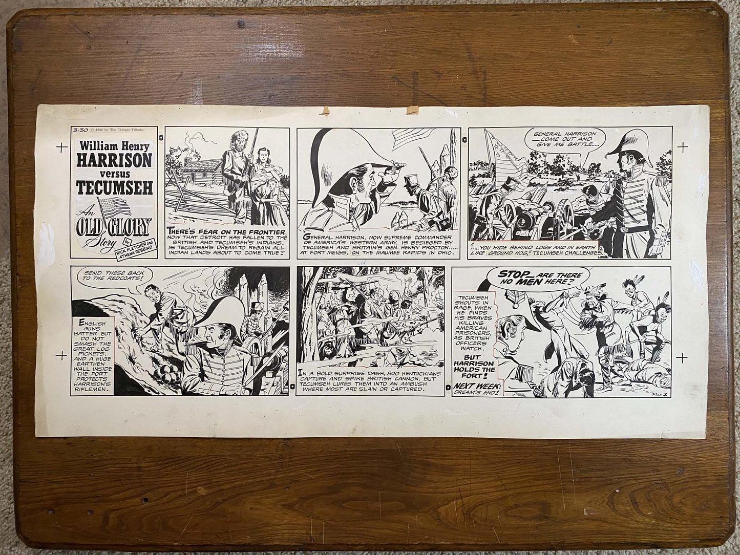 William Henry Harrison: An Old Glory Story 3/30/58 Original Art Illustration | Fletcher Studio