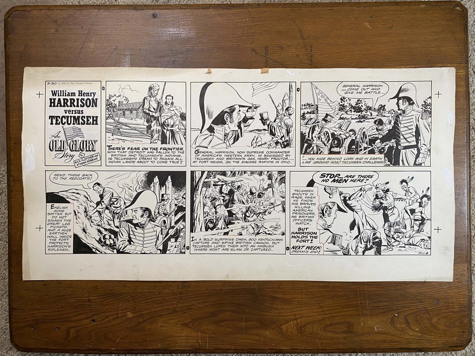 William Henry Harrison: An Old Glory Story 3/30/58 Original Art Illustration | Fletcher Studio