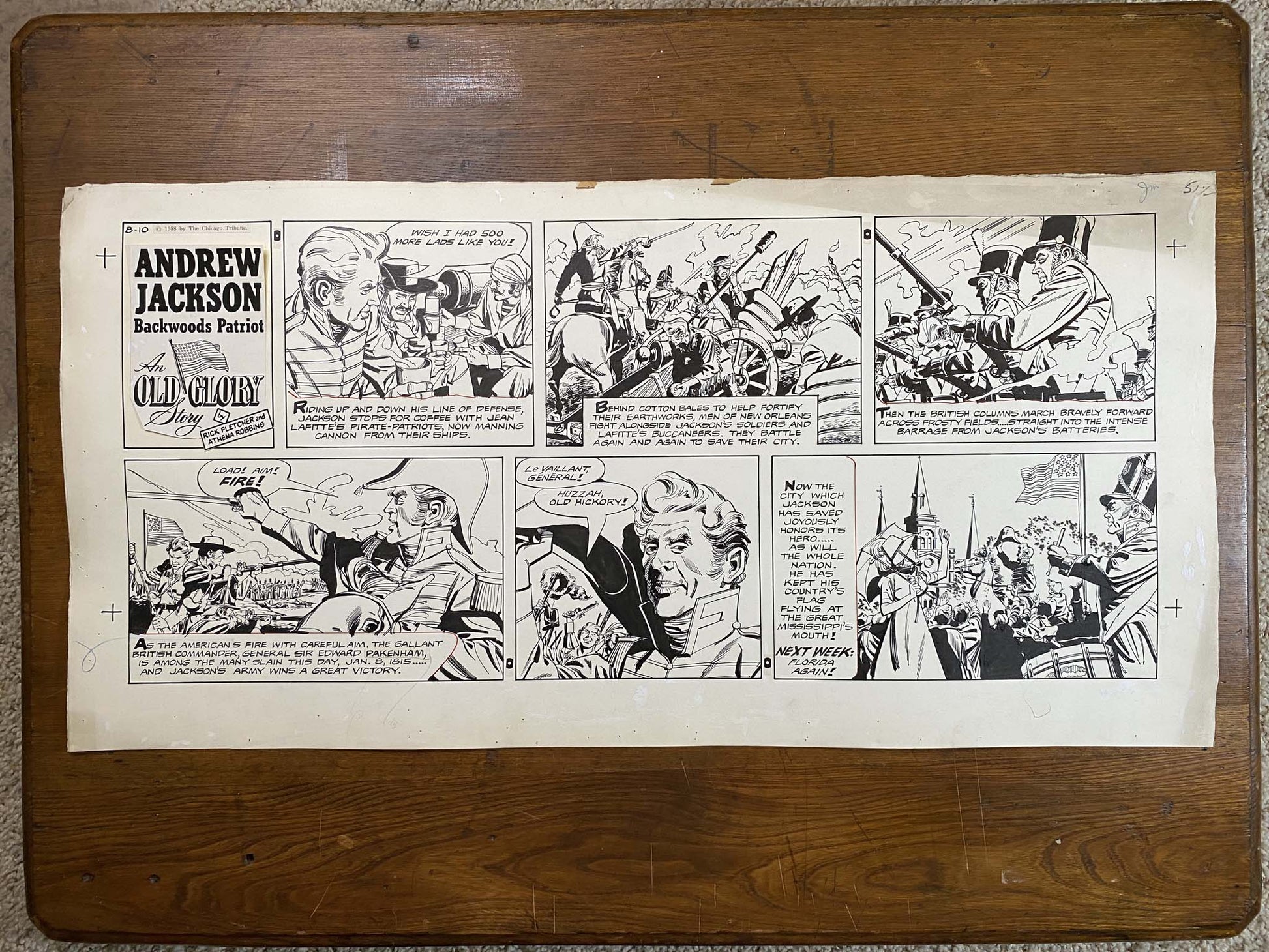 Andrew Jackson: An Old Glory Story 8/10/58 Original Art Illustration | Fletcher Studio