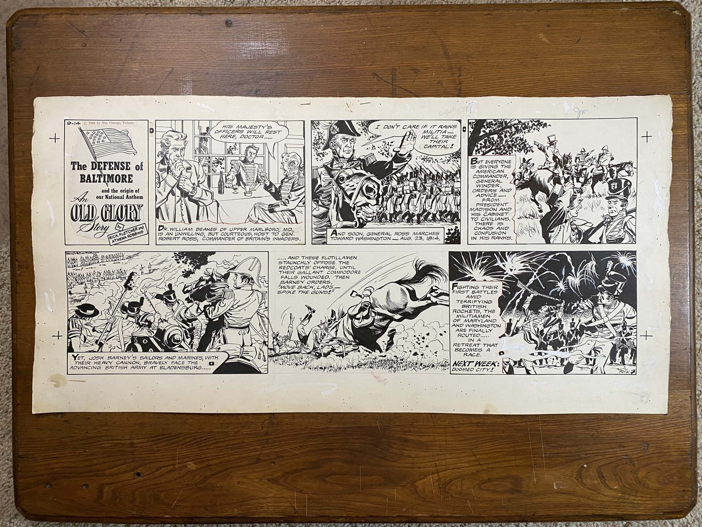 Defense of Baltimore: An Old Glory Story 9/14/58 Original Art Illustration | Fletcher Studio