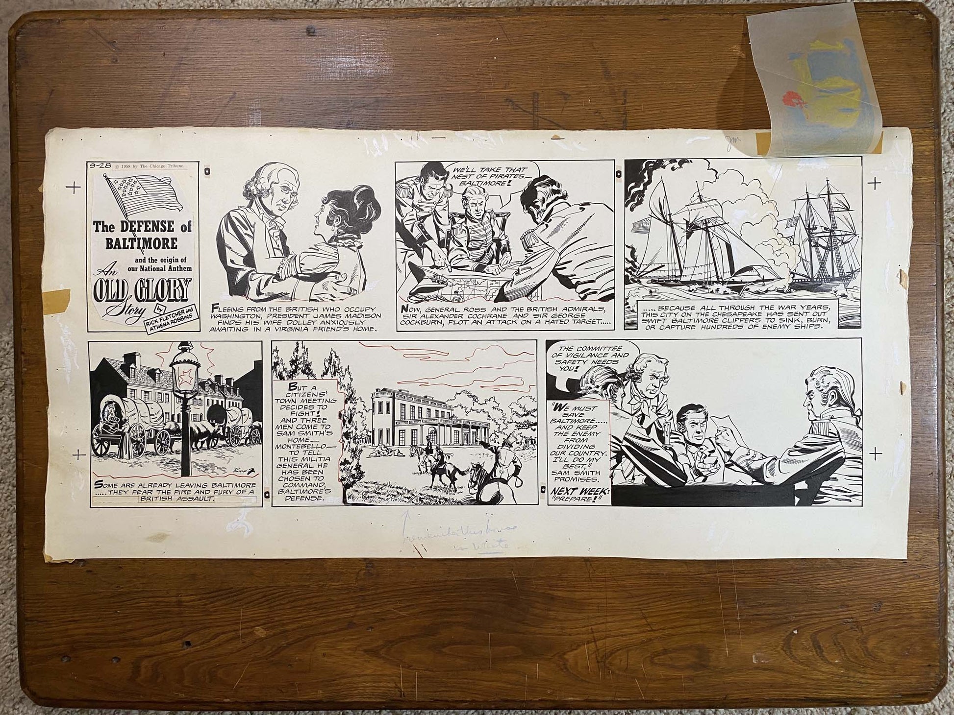 Defense of Baltimore: An Old Glory Story 9/28/58 Original Art Illustration | Fletcher Studio
