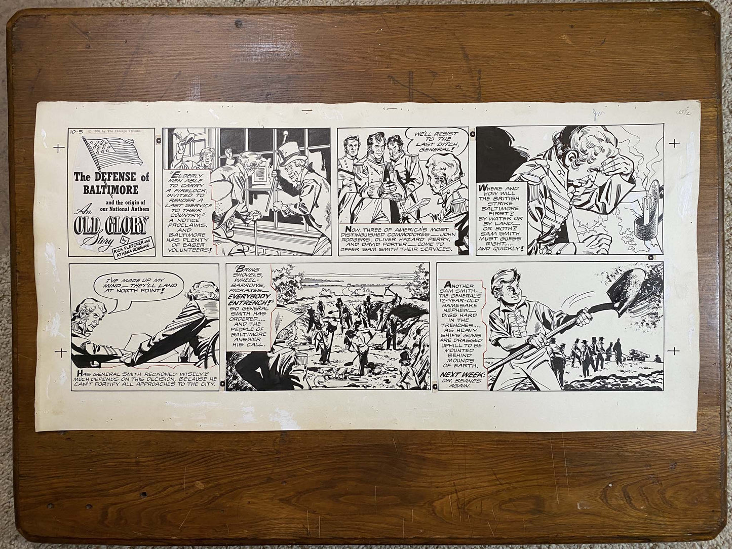 Defense of Baltimore: An Old Glory Story 10/5/58 Original Art Illustration | Fletcher Studio