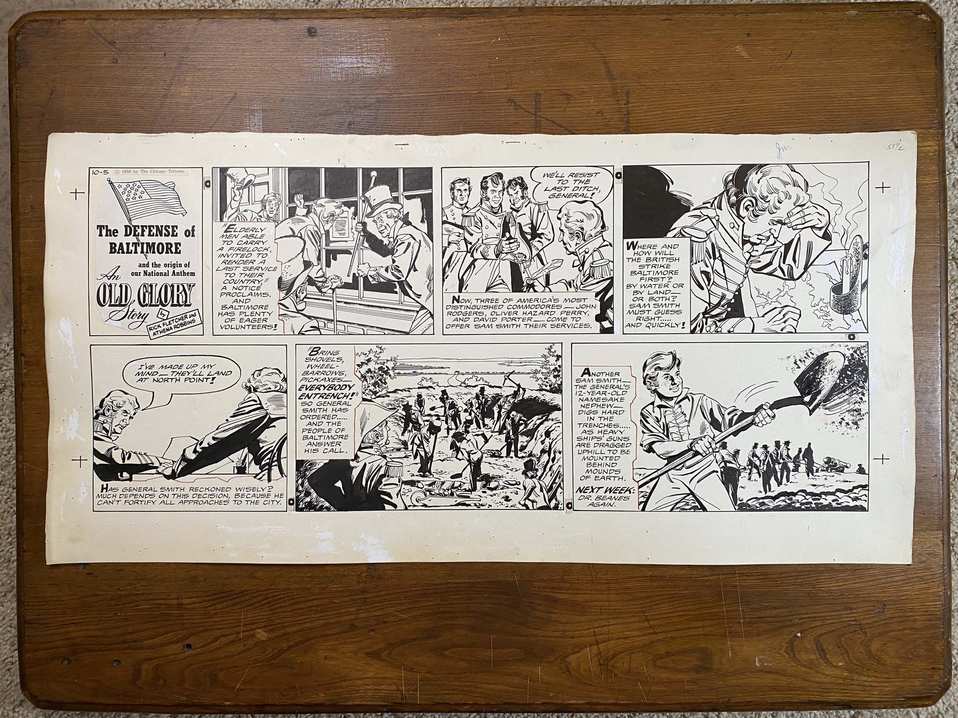 Defense of Baltimore: An Old Glory Story 10/5/58 Original Art Illustration | Fletcher Studio