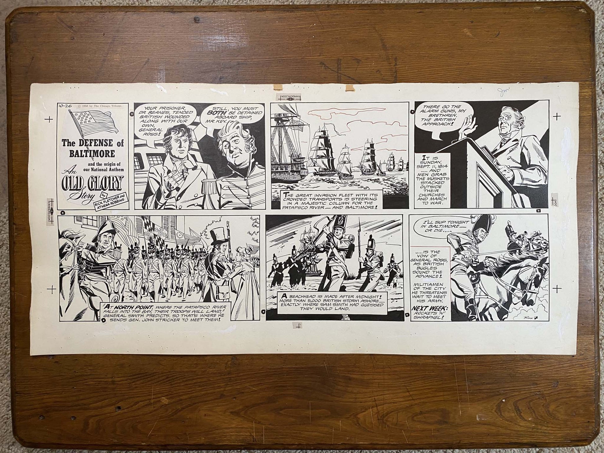 Defense of Baltimore: An Old Glory Story 10/26/58 Original Art Illustration | Fletcher Studio