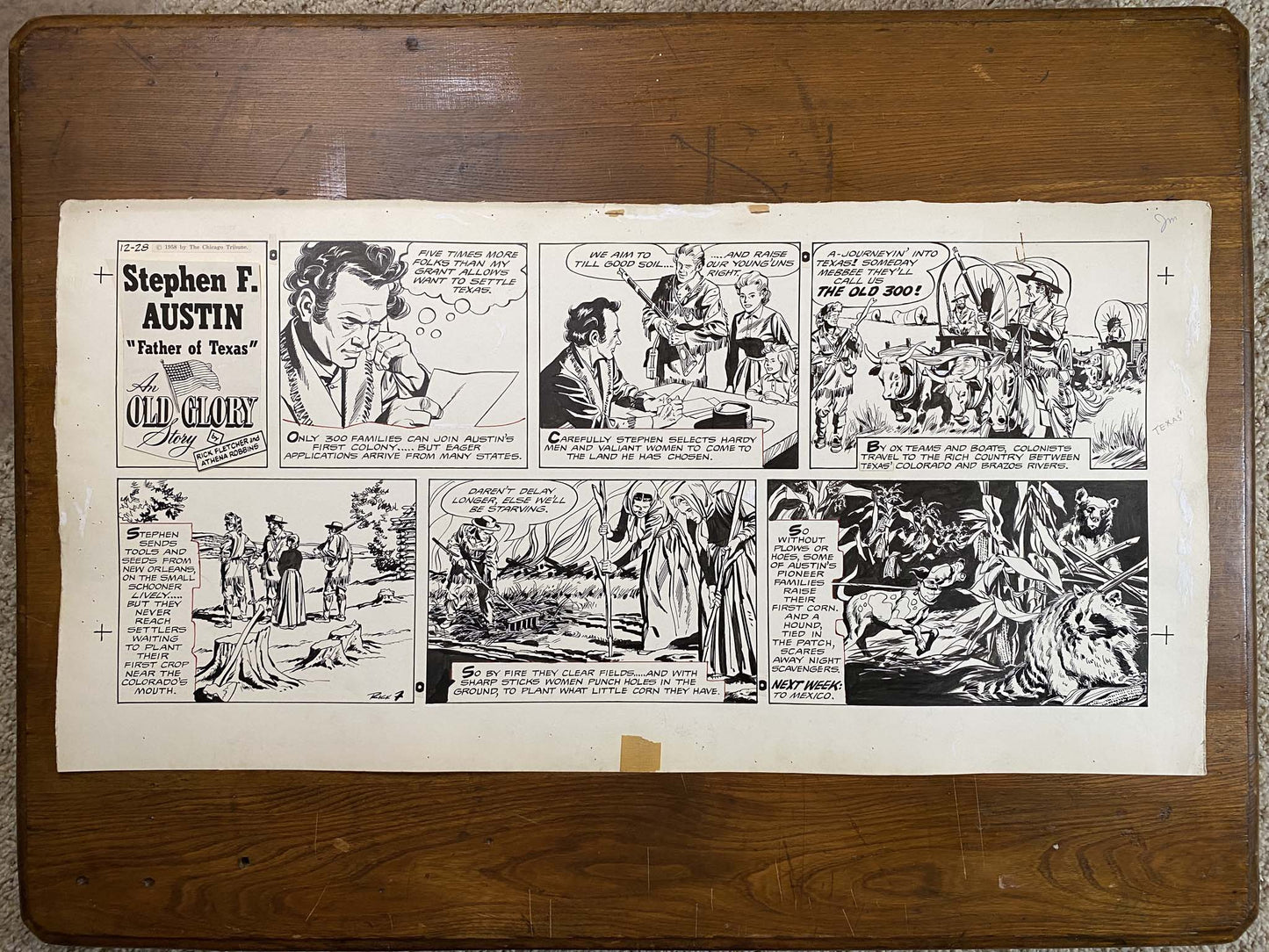 Stephen F. Austin: An Old Glory Story 12/28/58 Original Art Illustration | Fletcher Studio