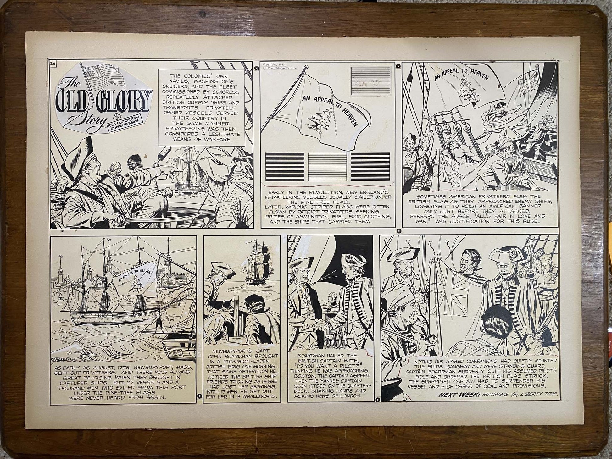 The Old Glory Story: History of the American Flag 8/15/53 Original Art Illustration | Fletcher Studio