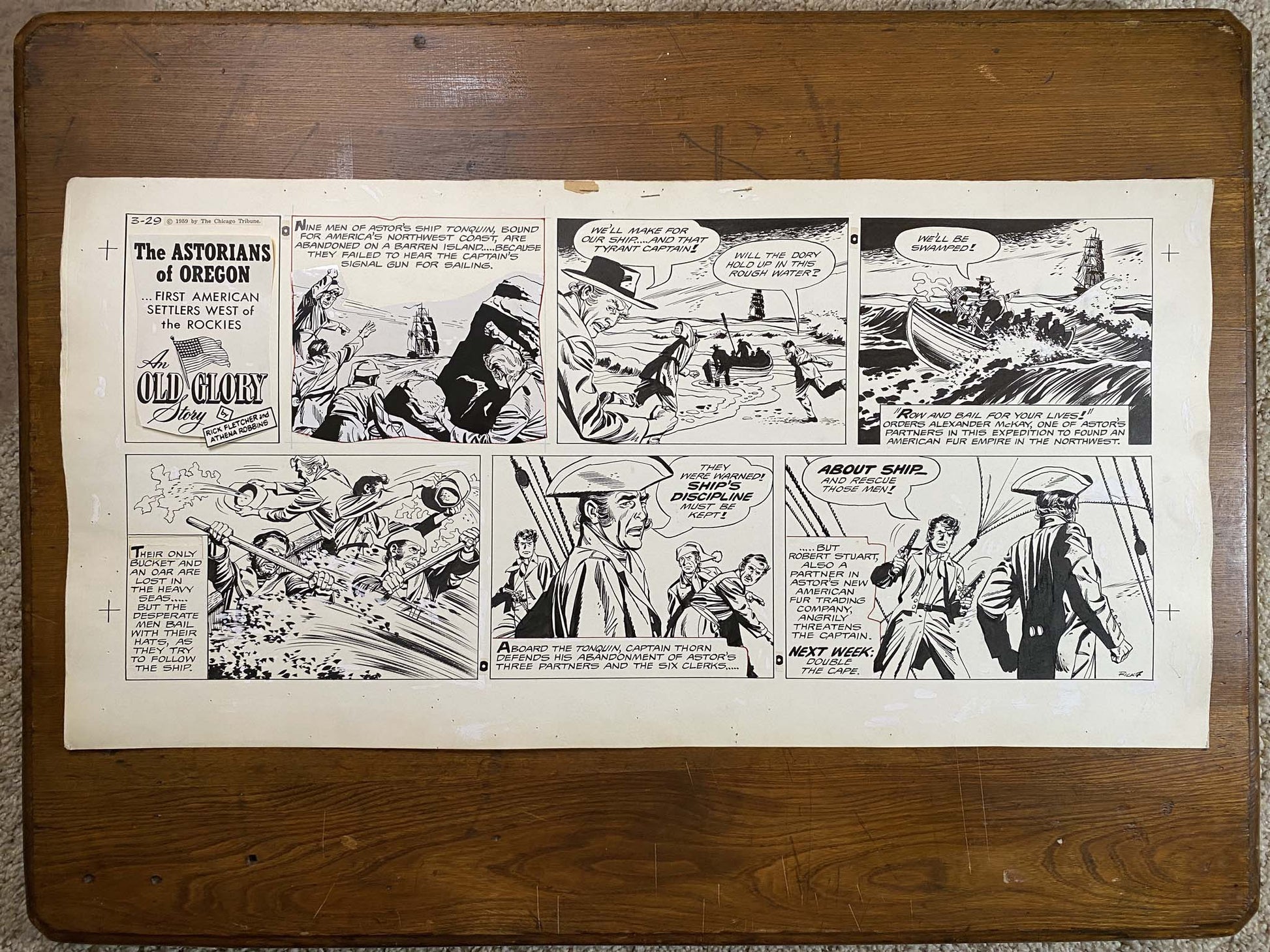 Astorians of Oregon: An Old Glory Story 3/29/59 Original Art Illustration | Fletcher Studio