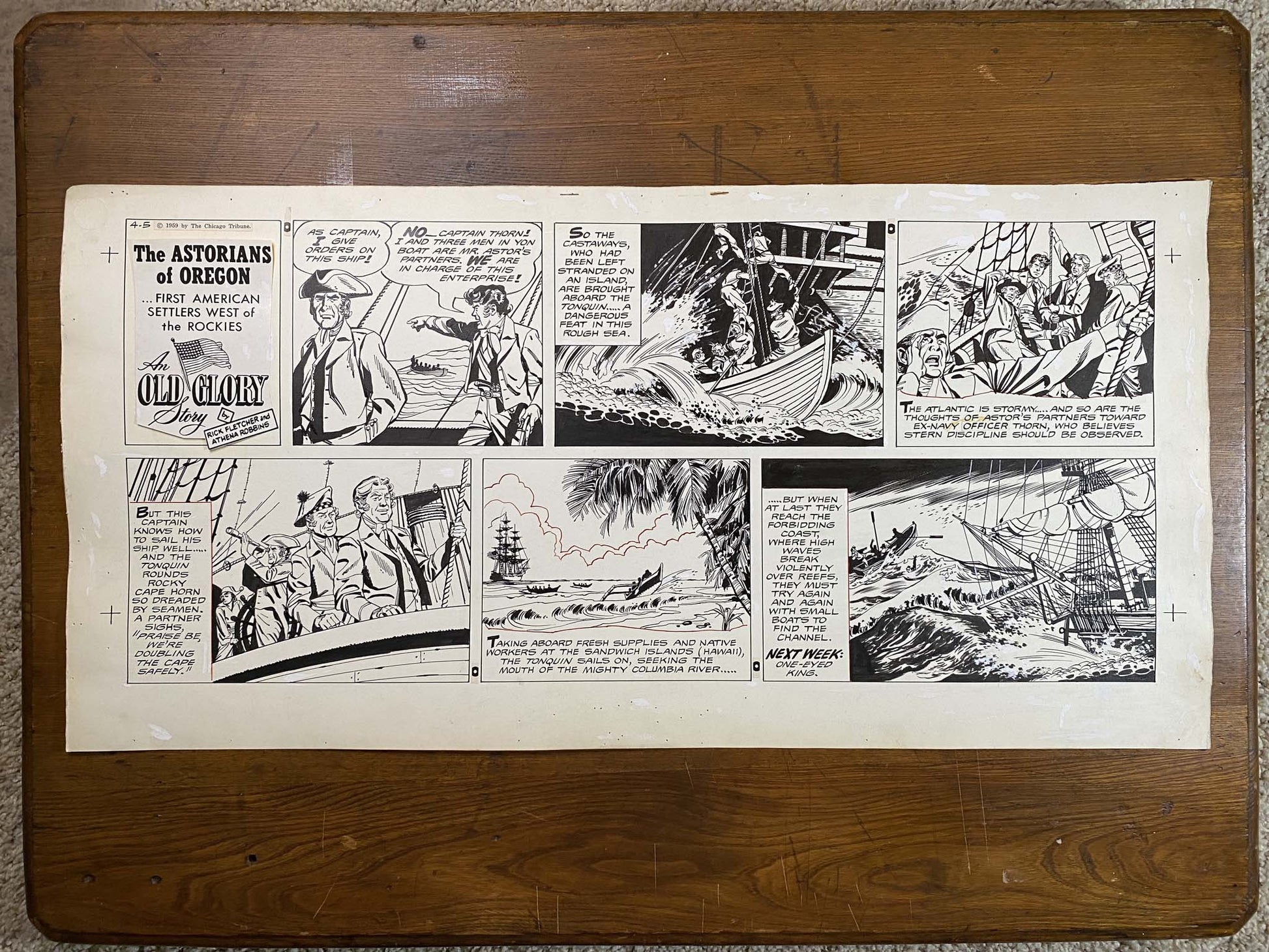 Astorians of Oregon: An Old Glory Story 4/5/59 Original Art Illustration | Fletcher Studio