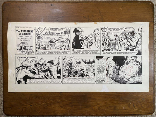 Astorians of Oregon: An Old Glory Story 4/19/59 Original Art Illustration | Fletcher Studio