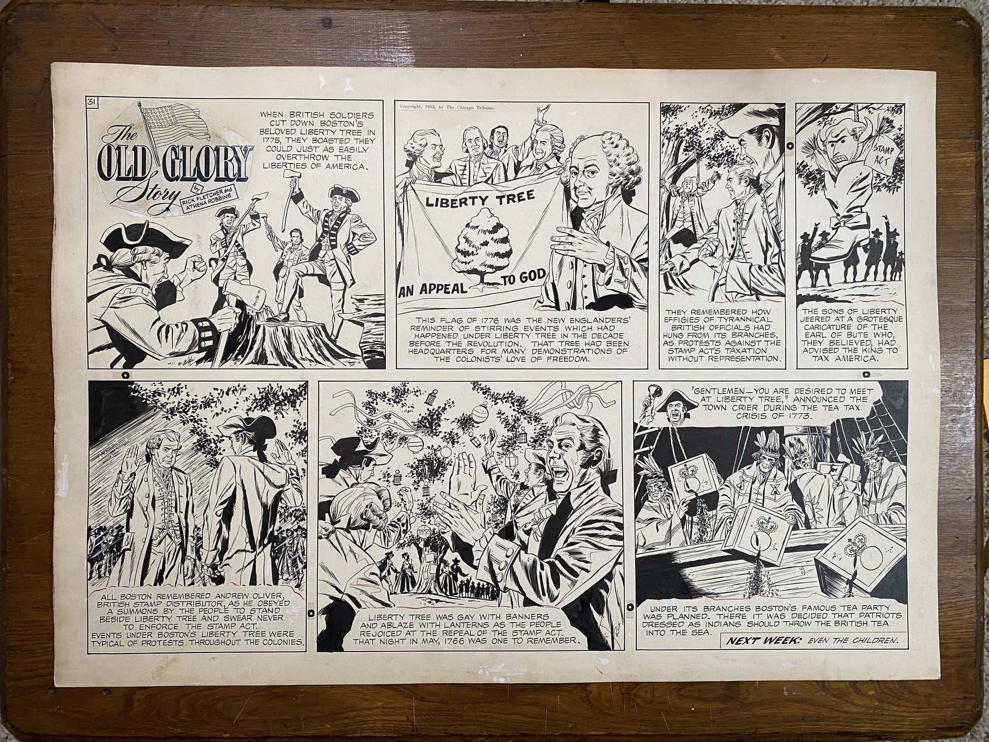 The Old Glory Story: History of the American Flag 8/29/53 Original Art Illustration | Fletcher Studio