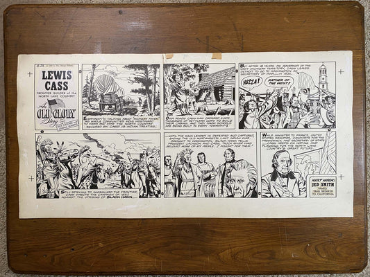 Lewis Cass: An Old Glory Story 8/23/59 Original Art Illustration | Fletcher Studio
