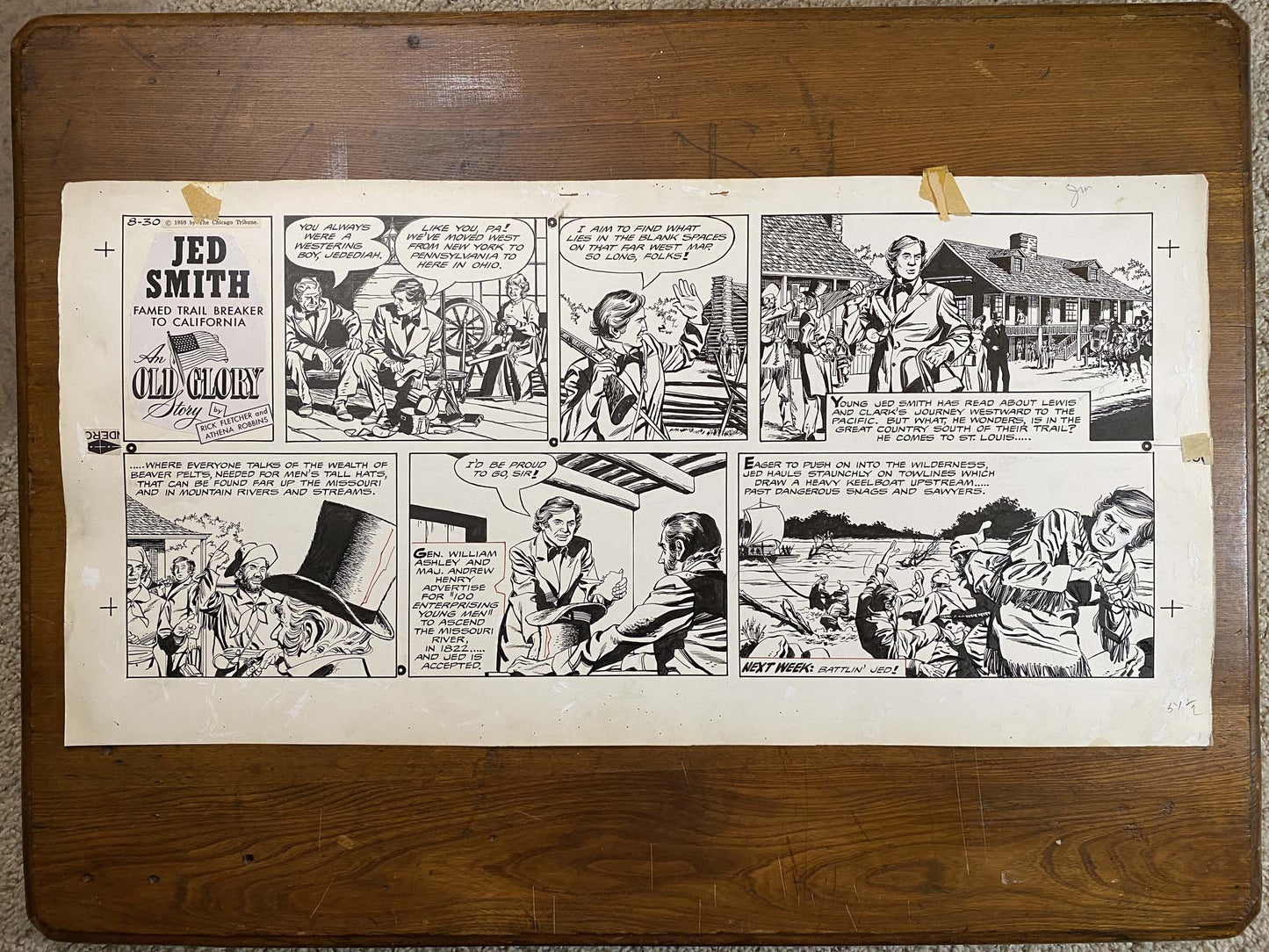 Jed Smith: An Old Glory Story 8/30/59 Original Art Illustration | Fletcher Studio