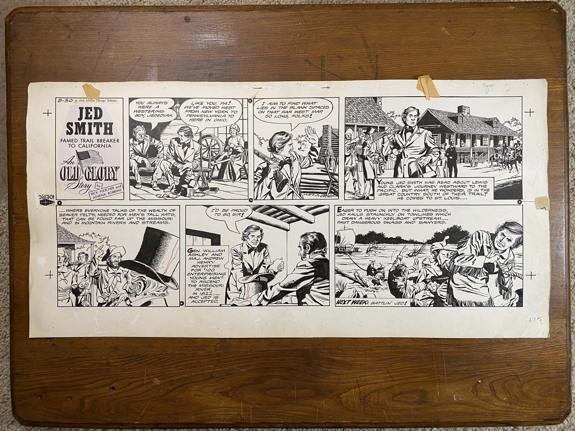 Jed Smith: An Old Glory Story 8/30/59 Original Art Illustration | Fletcher Studio