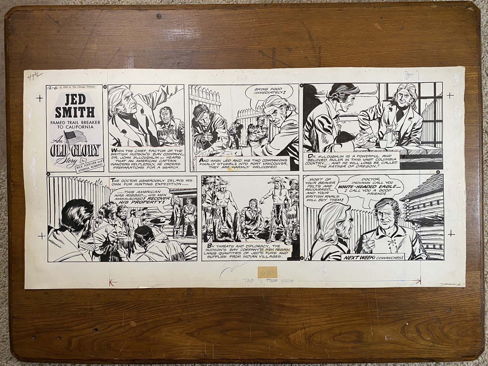 Jed Smith: An Old Glory Story 12/6/59 Original Art Illustration | Fletcher Studio