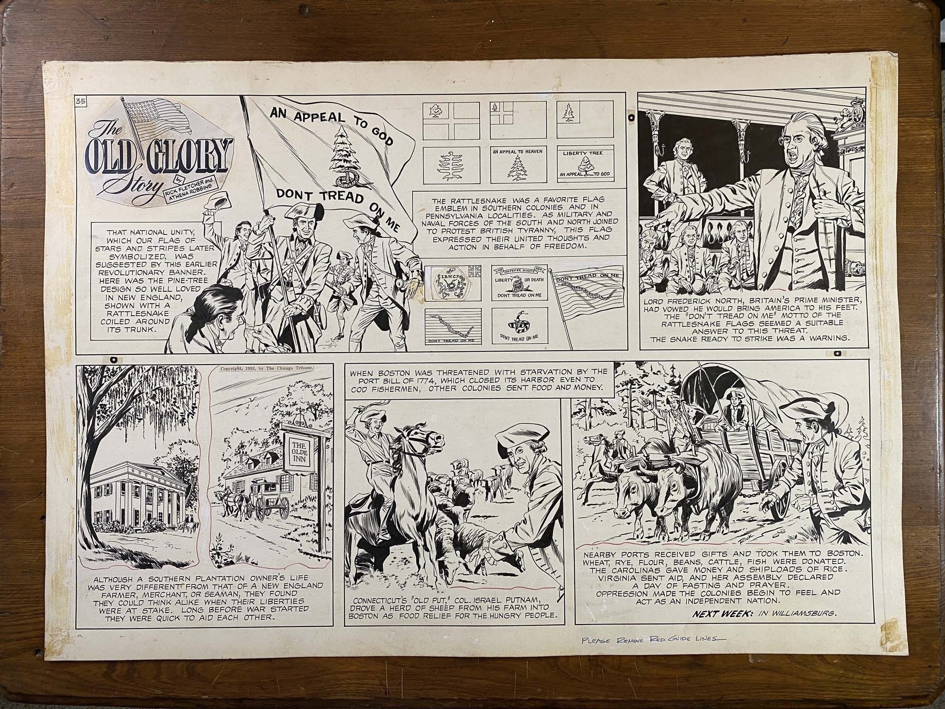 The Old Glory Story: History of the American Flag 9/26/53 Original Art Illustration | Fletcher Studio