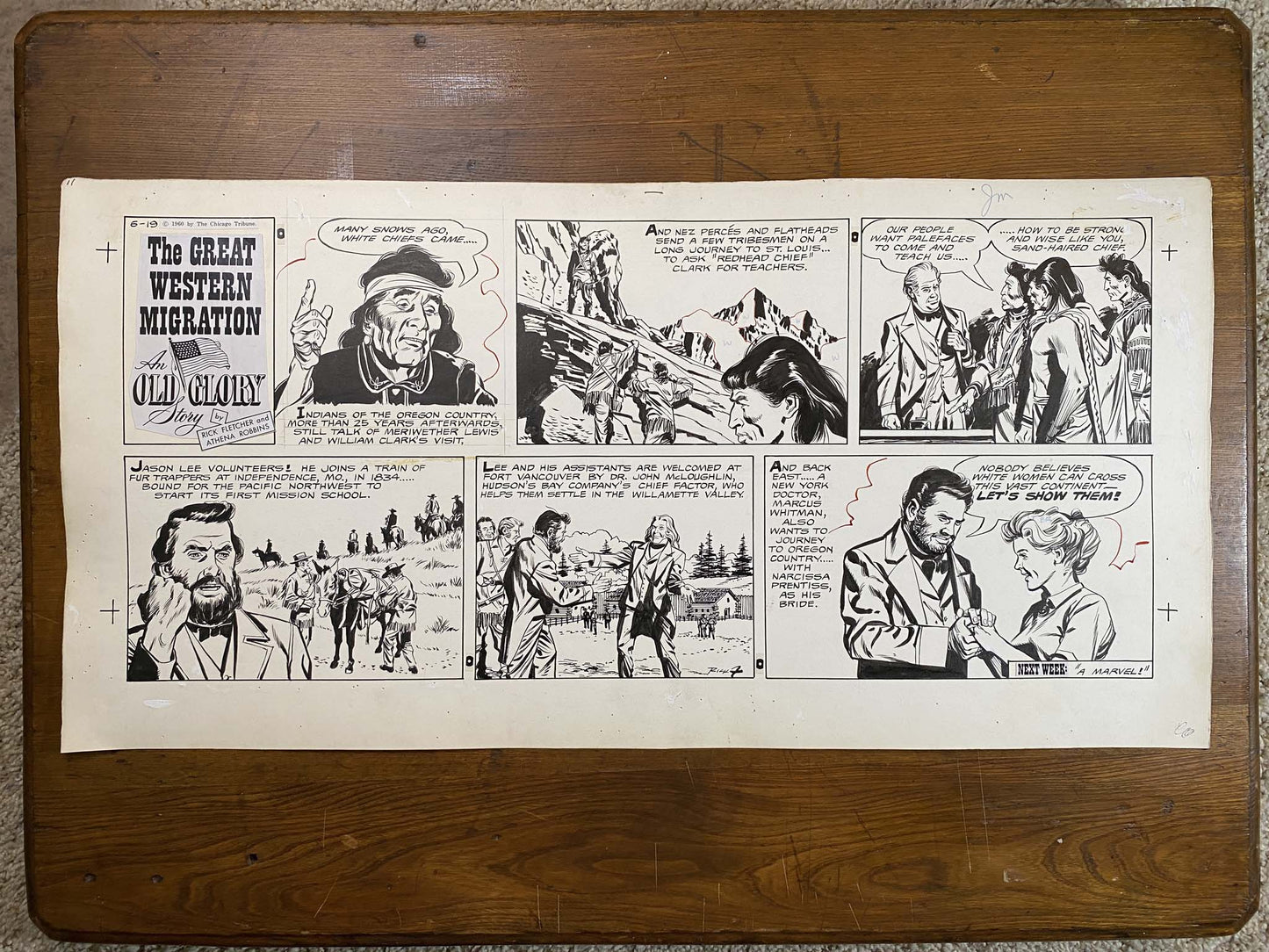 Great Western Migration: An Old Glory Story 6/19/60 Original Art Illustration | Fletcher Studio