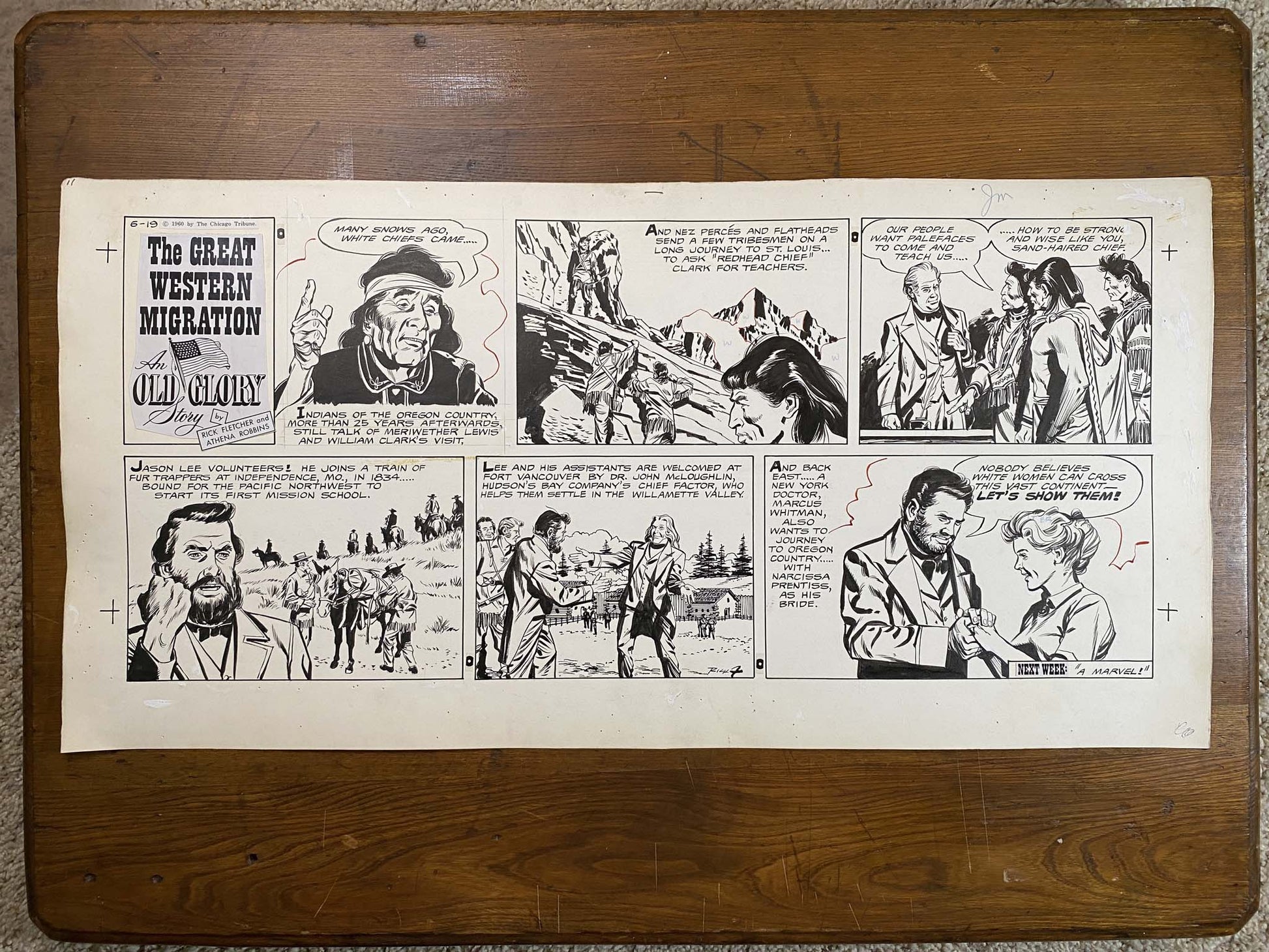 Great Western Migration: An Old Glory Story 6/19/60 Original Art Illustration | Fletcher Studio