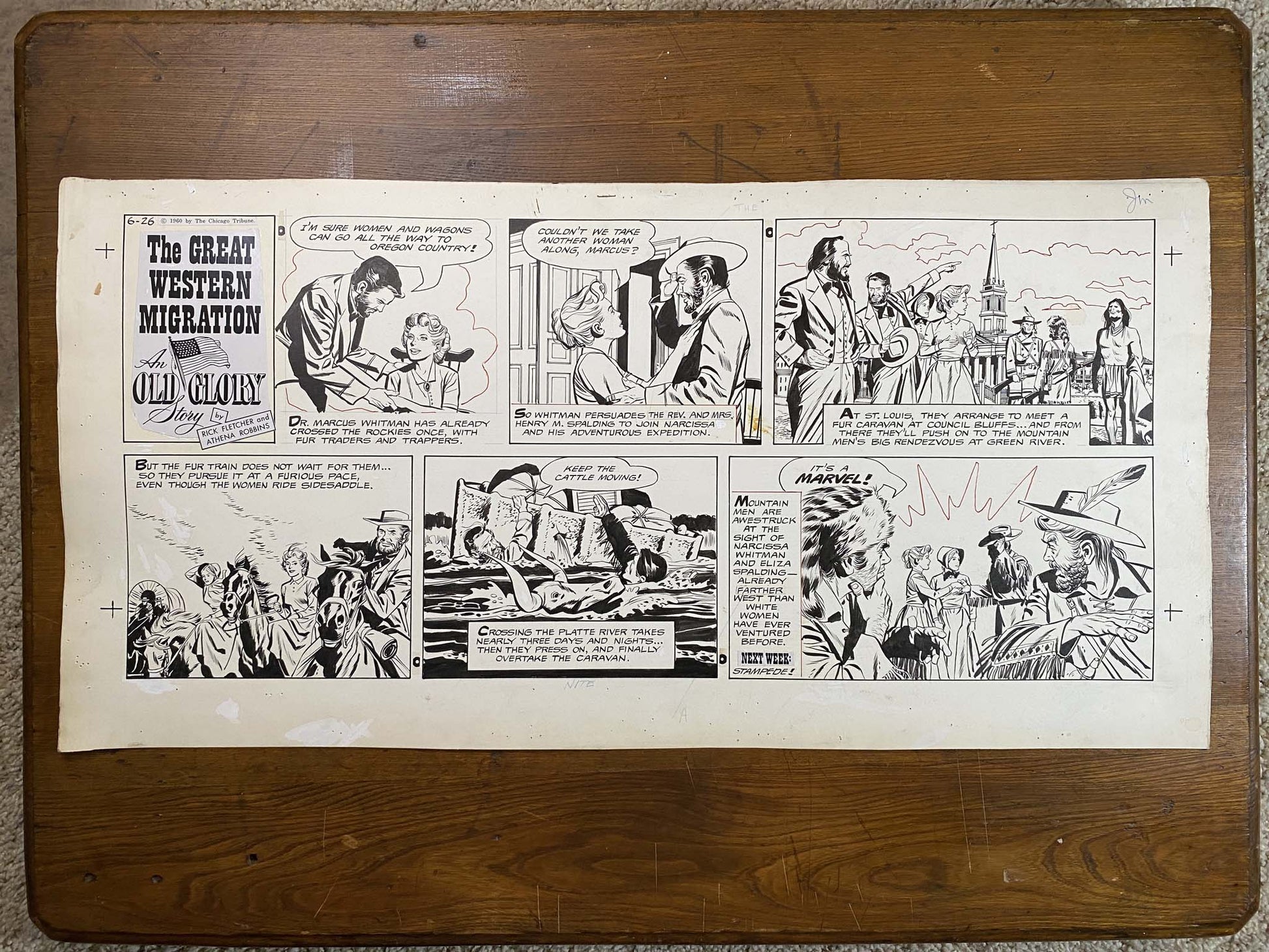 Great Western Migration: An Old Glory Story 6/26/60 Original Art Illustration | Fletcher Studio
