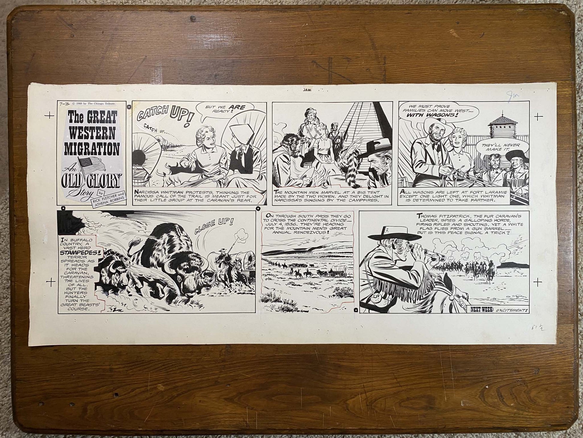 Great Western Migration: An Old Glory Story 7/3/60 Original Art Illustration | Fletcher Studio
