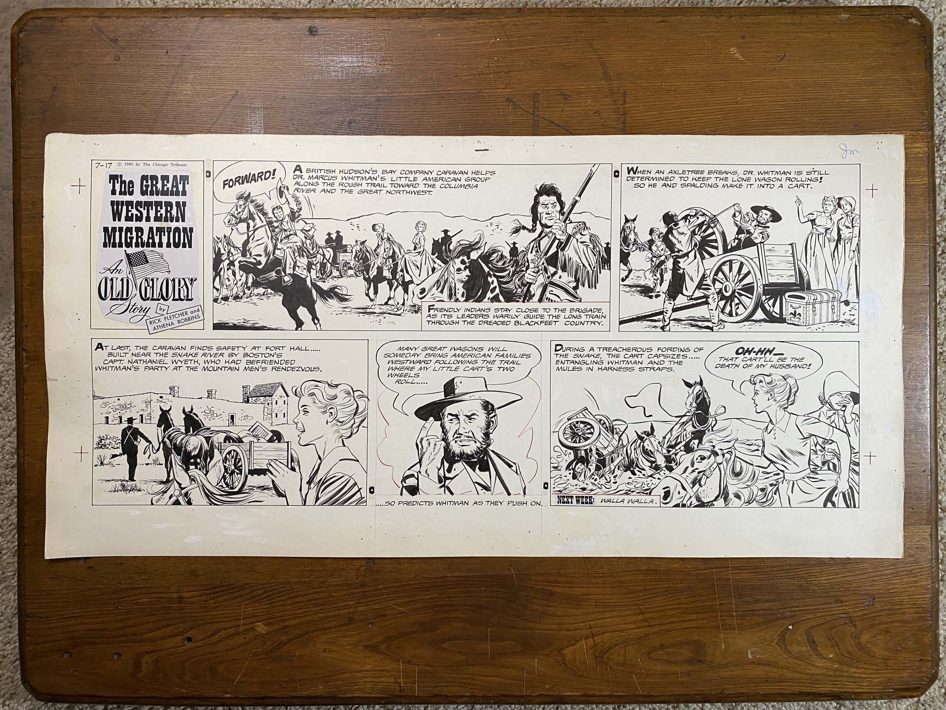 Great Western Migration: An Old Glory Story 7/17/60 Original Art Illustration | Fletcher Studio