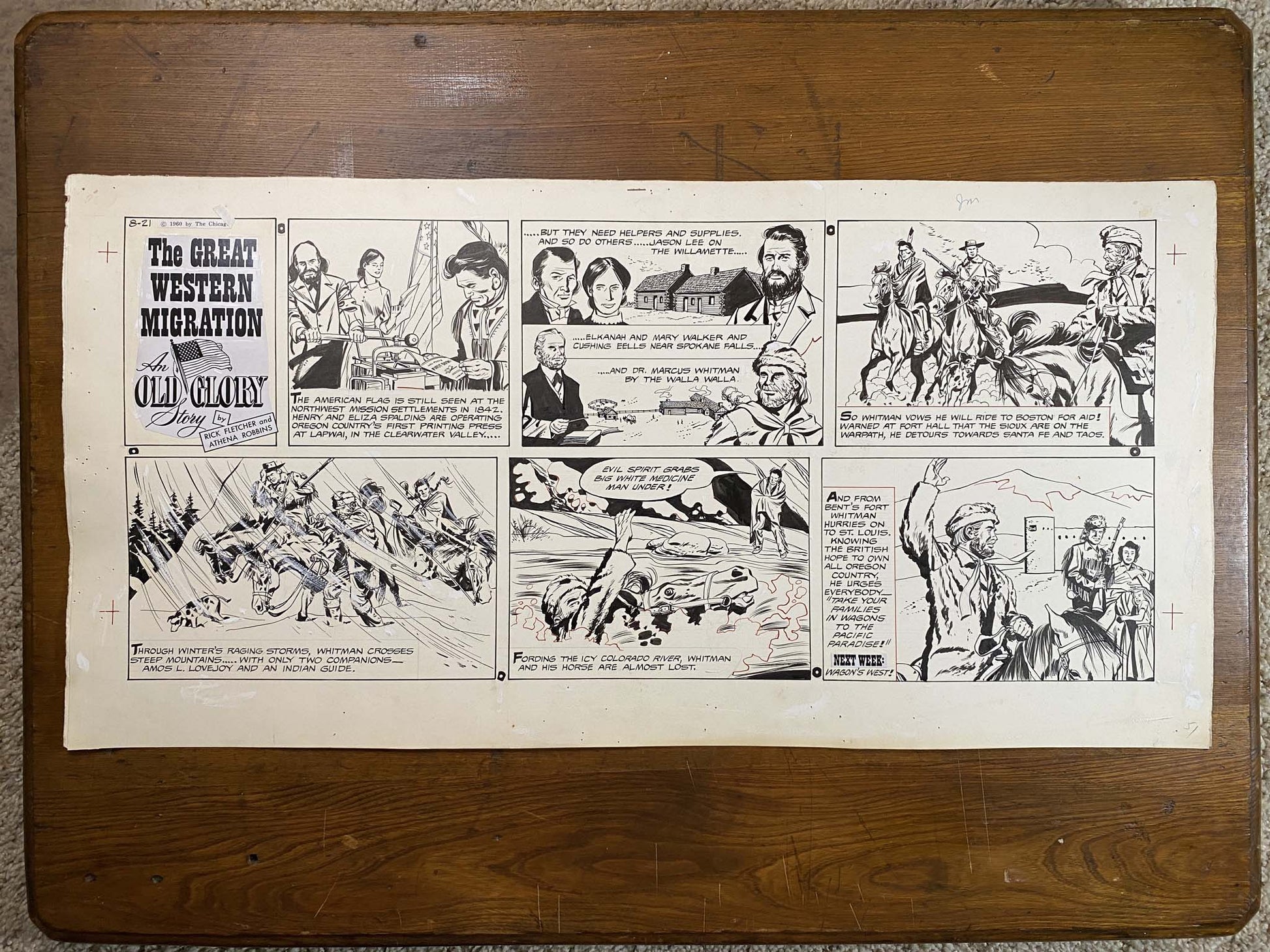 Great Western Migration: An Old Glory Story 8/21/60 Original Art Illustration | Fletcher Studio
