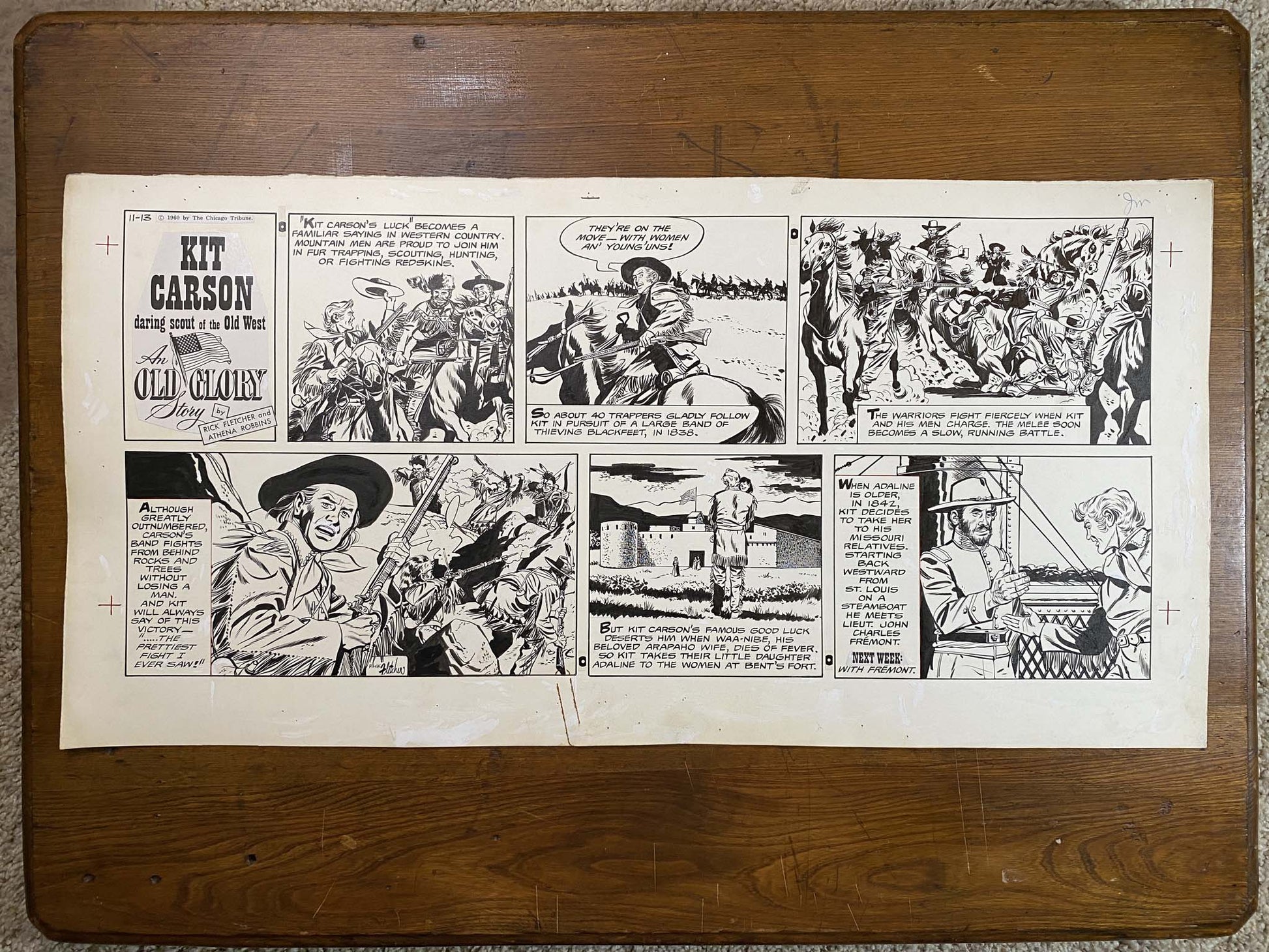 Kit Carson: An Old Glory Story 11/13/60 Original Art Illustration | Fletcher Studio