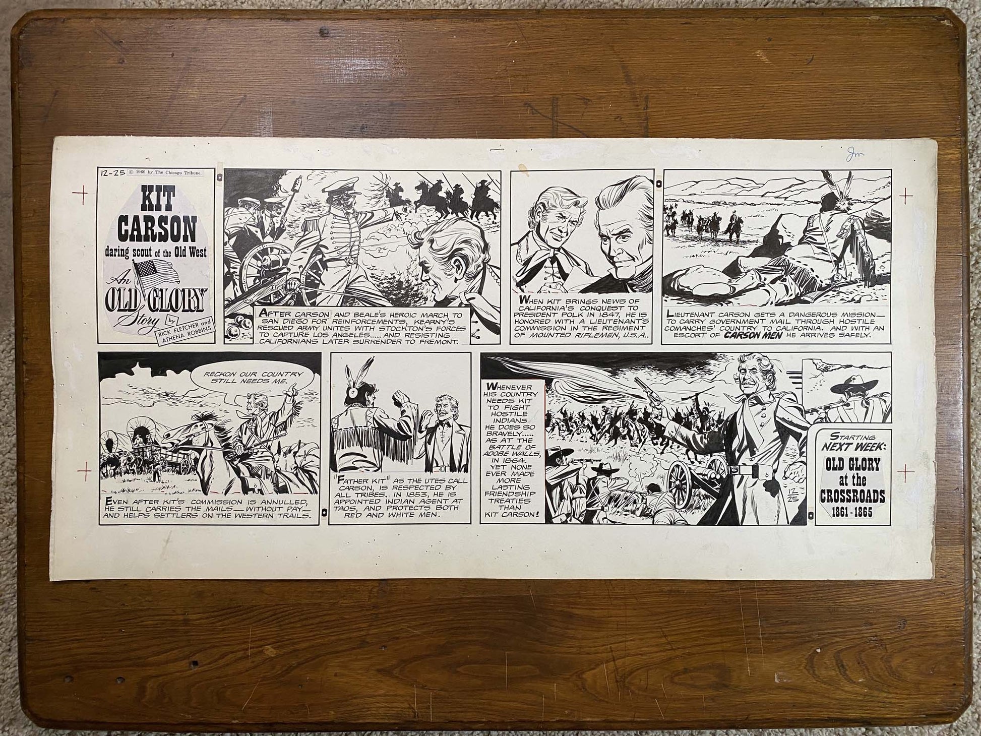 Kit Carson: An Old Glory Story 12/25/60 Original Art Illustration | Fletcher Studio