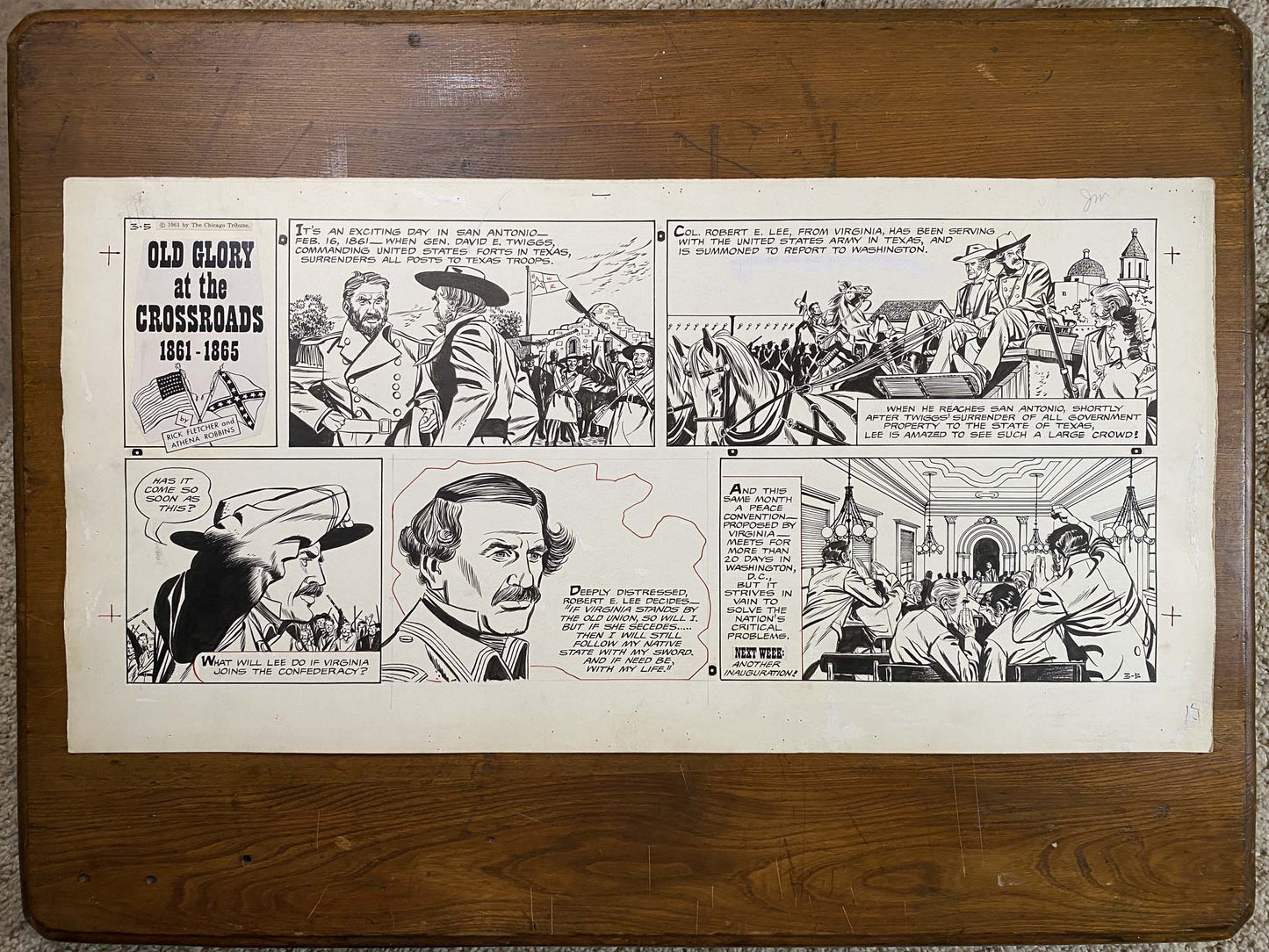 Old Glory at the Crossroads 3/5/61 Original Art Illustration | Fletcher Studio