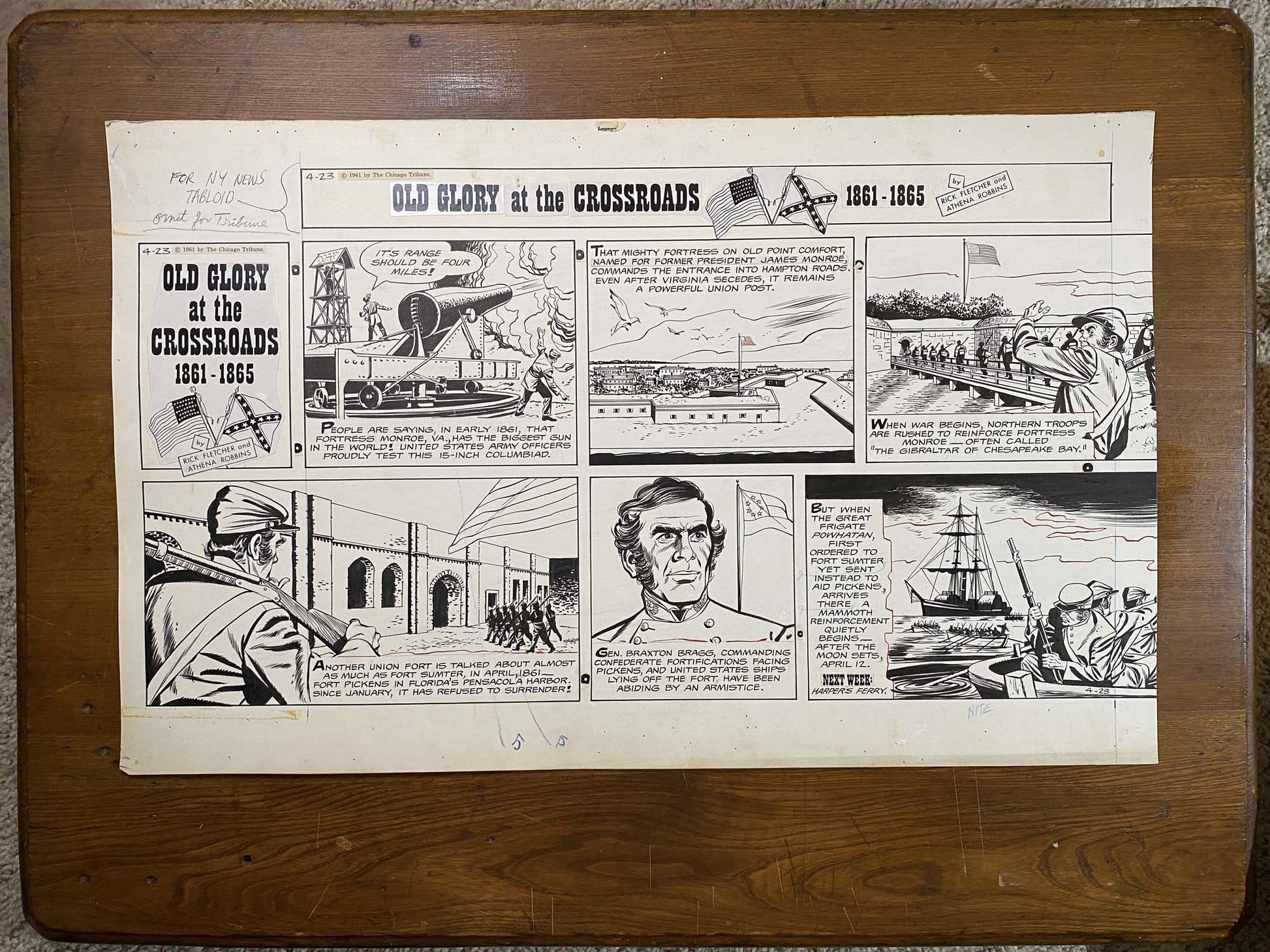 Old Glory at the Crossroads 4/23/61 Original Art Illustration | Fletcher Studio