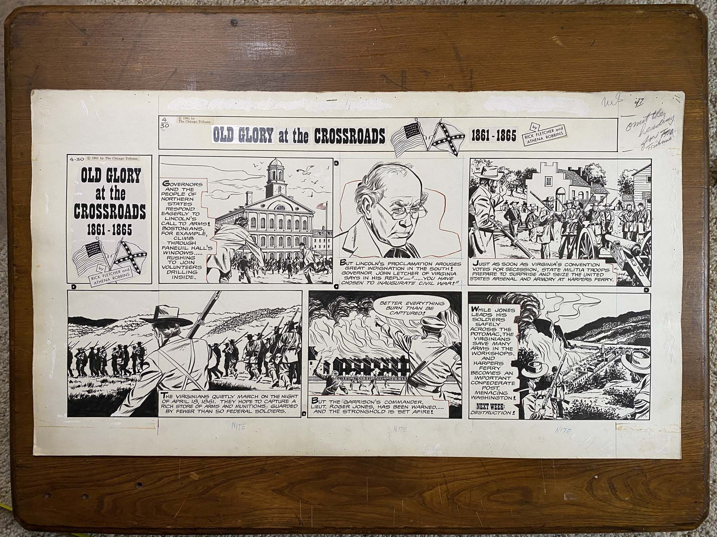 Old Glory at the Crossroads 4/30/61 Original Art Illustration | Fletcher Studio