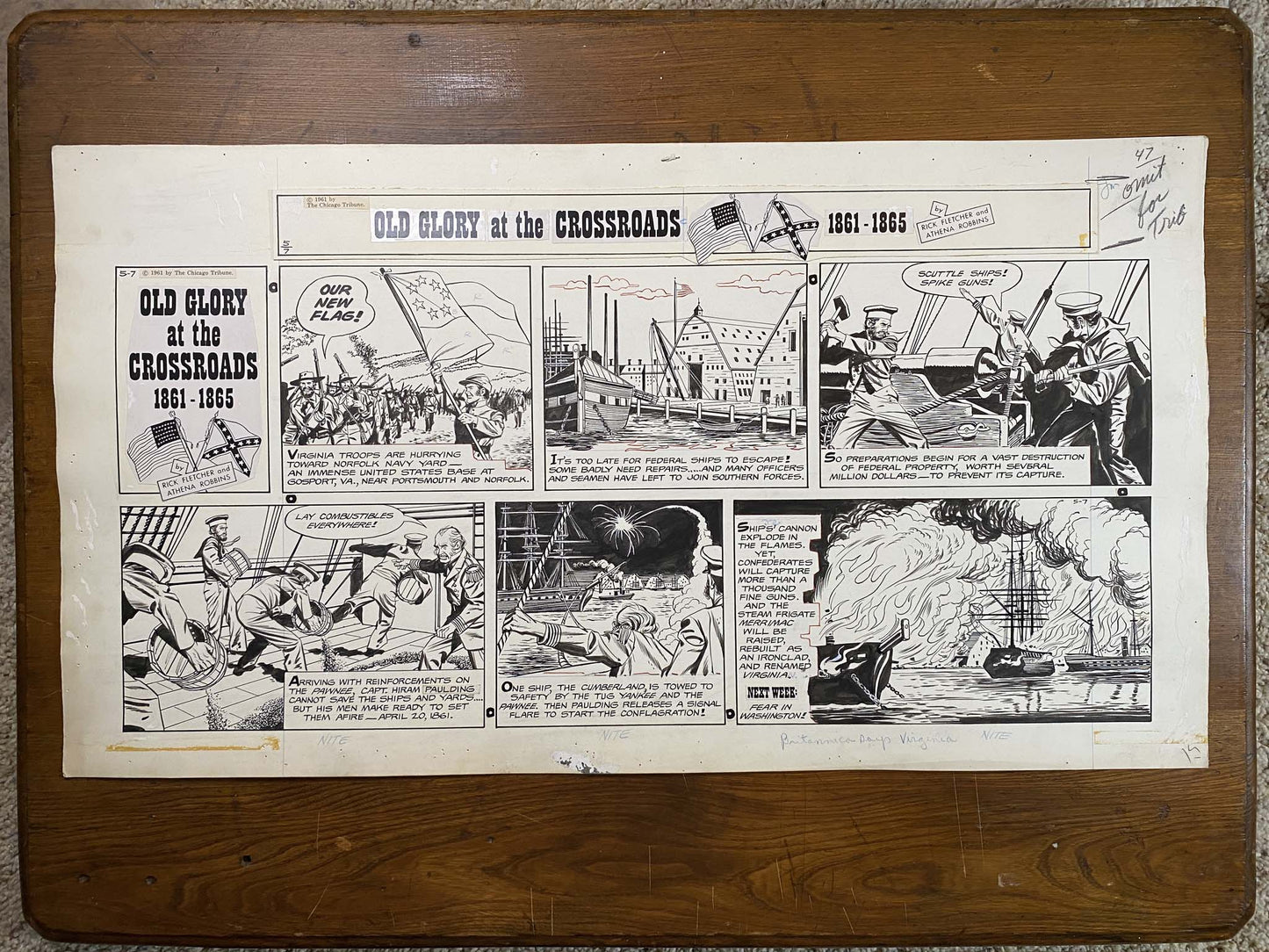 Old Glory at the Crossroads 5/7/61 Original Art Illustration | Fletcher Studio