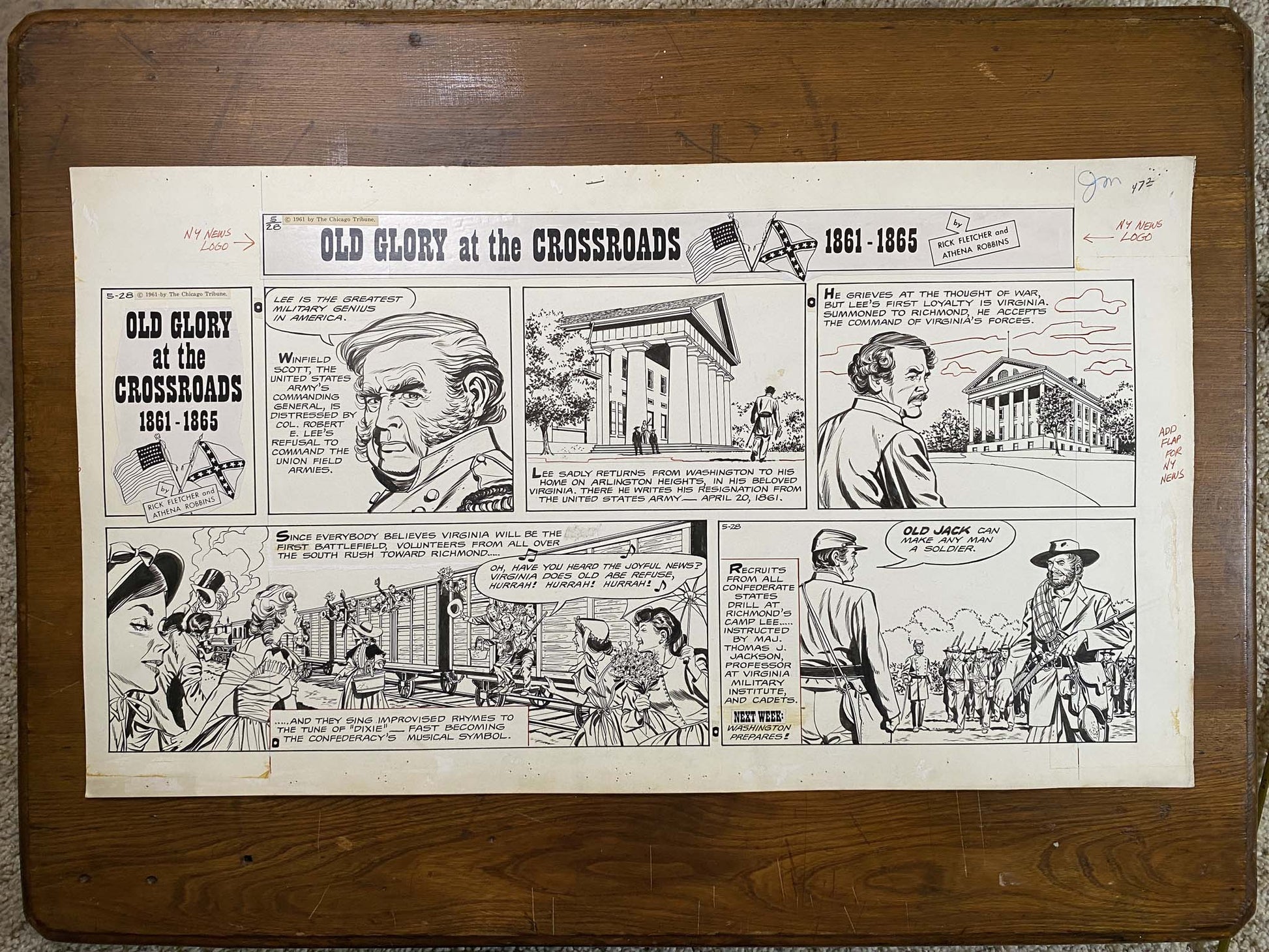 Old Glory at the Crossroads 5/28/61 Original Art Illustration | Fletcher Studio
