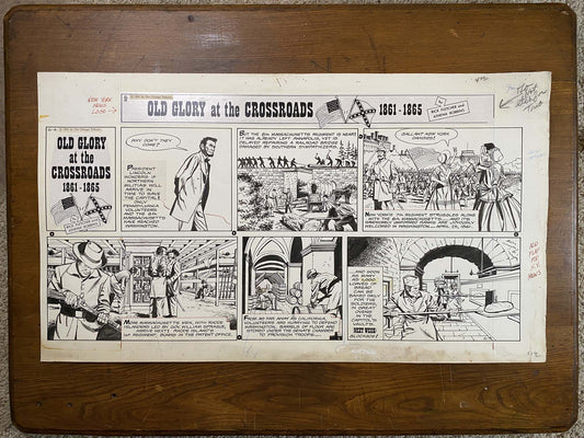 Old Glory at the Crossroads 6/4/61 Original Art Illustration | Fletcher Studio