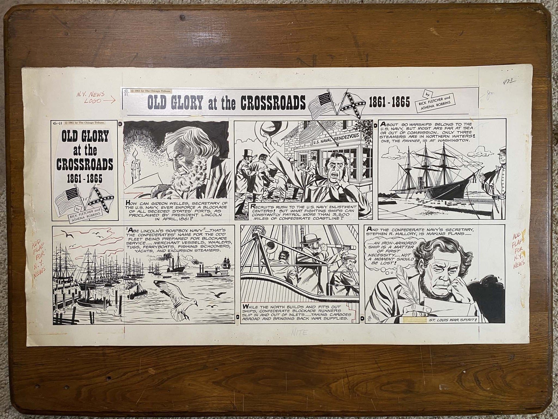 Old Glory at the Crossroads 6/11/61 Original Art Illustration | Fletcher Studio