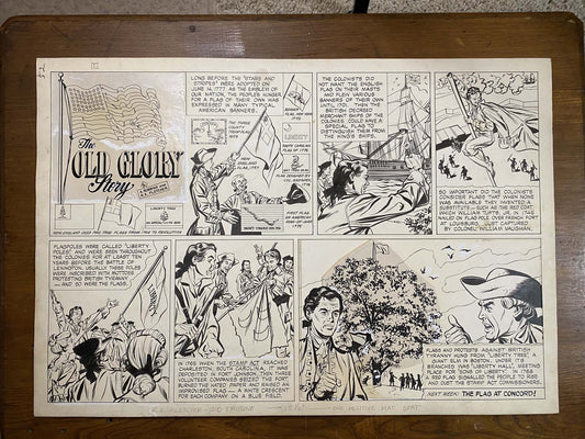 The Old Glory Story: History of the American Flag 2/12/53 Original Art Illustration | Fletcher Studio