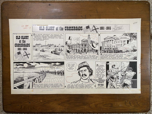 Old Glory at the Crossroads 6/25/61 Original Art Illustration | Fletcher Studio