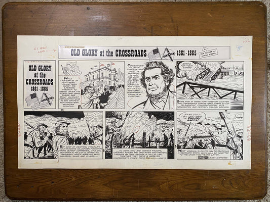 Old Glory at the Crossroads 7/16/61 Original Art Illustration | Fletcher Studio