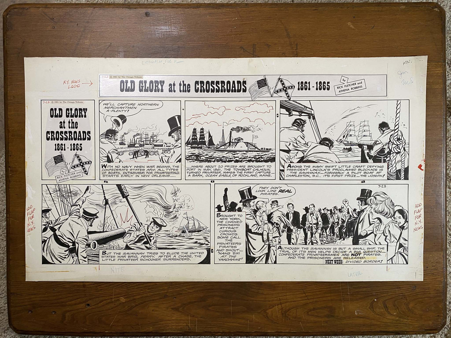 Old Glory at the Crossroads 7/23/61 Original Art Illustration | Fletcher Studio