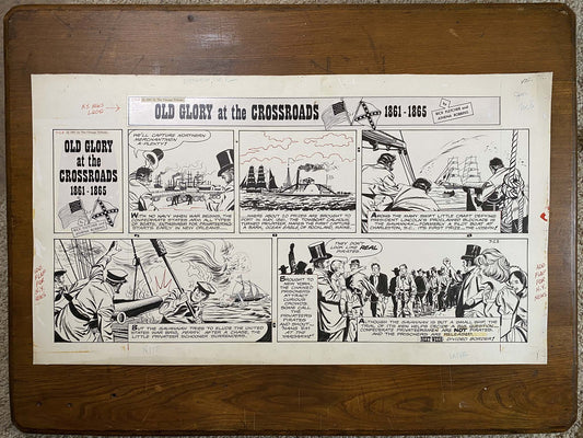 Old Glory at the Crossroads 7/23/61 Original Art Illustration | Fletcher Studio