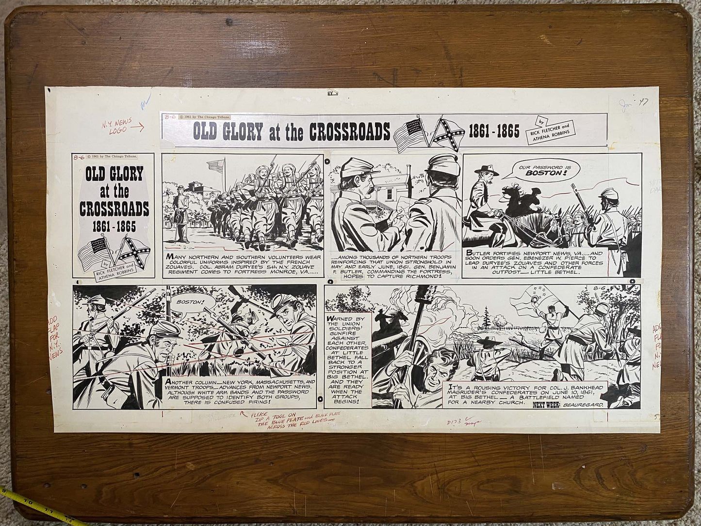 Old Glory at the Crossroads 8/6/61 Original Art Illustration | Fletcher Studio