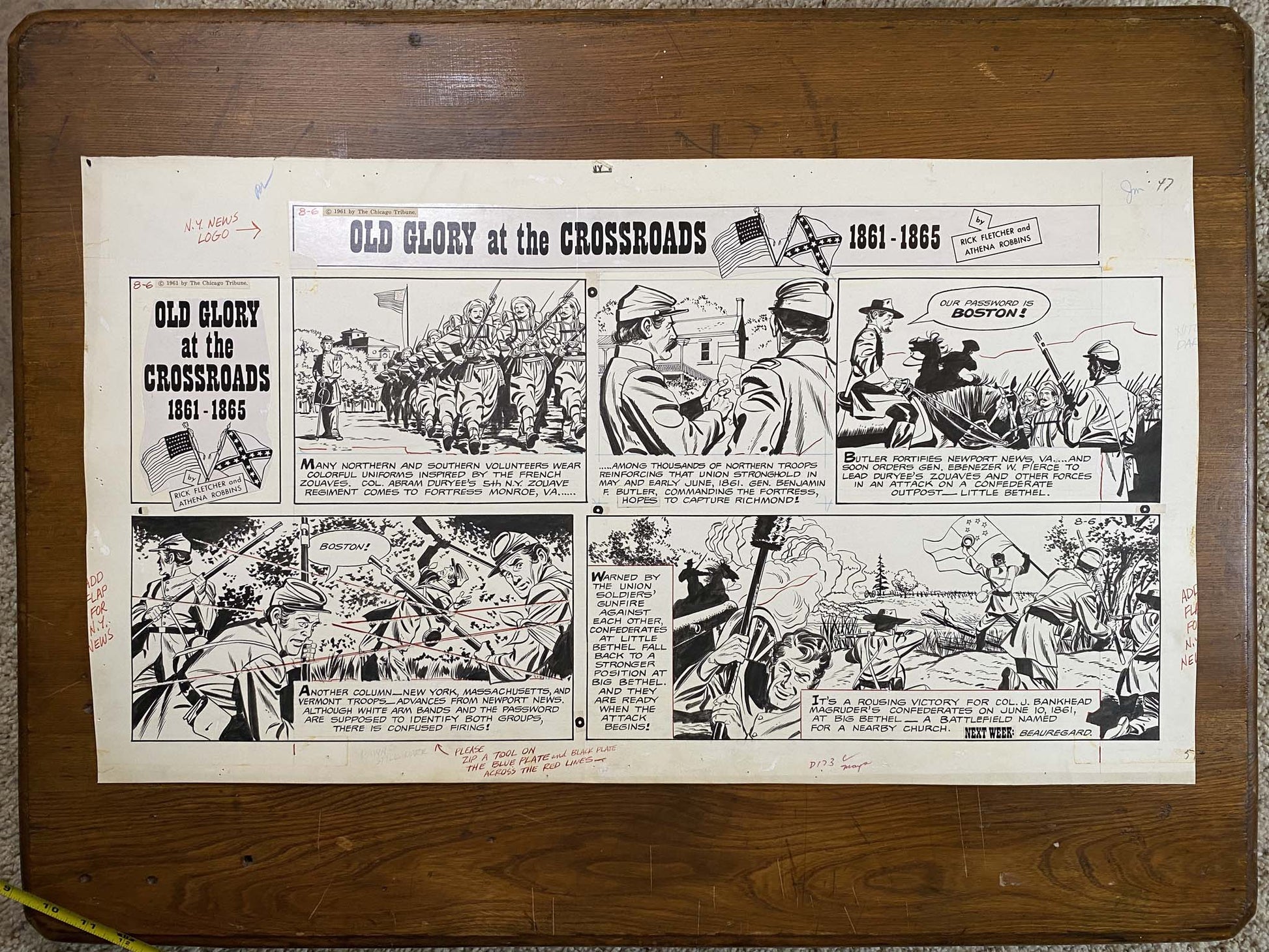 Old Glory at the Crossroads 8/6/61 Original Art Illustration | Fletcher Studio
