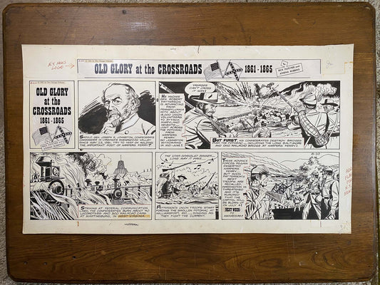 Old Glory at the Crossroads 8/20/61 Original Art Illustration | Fletcher Studio