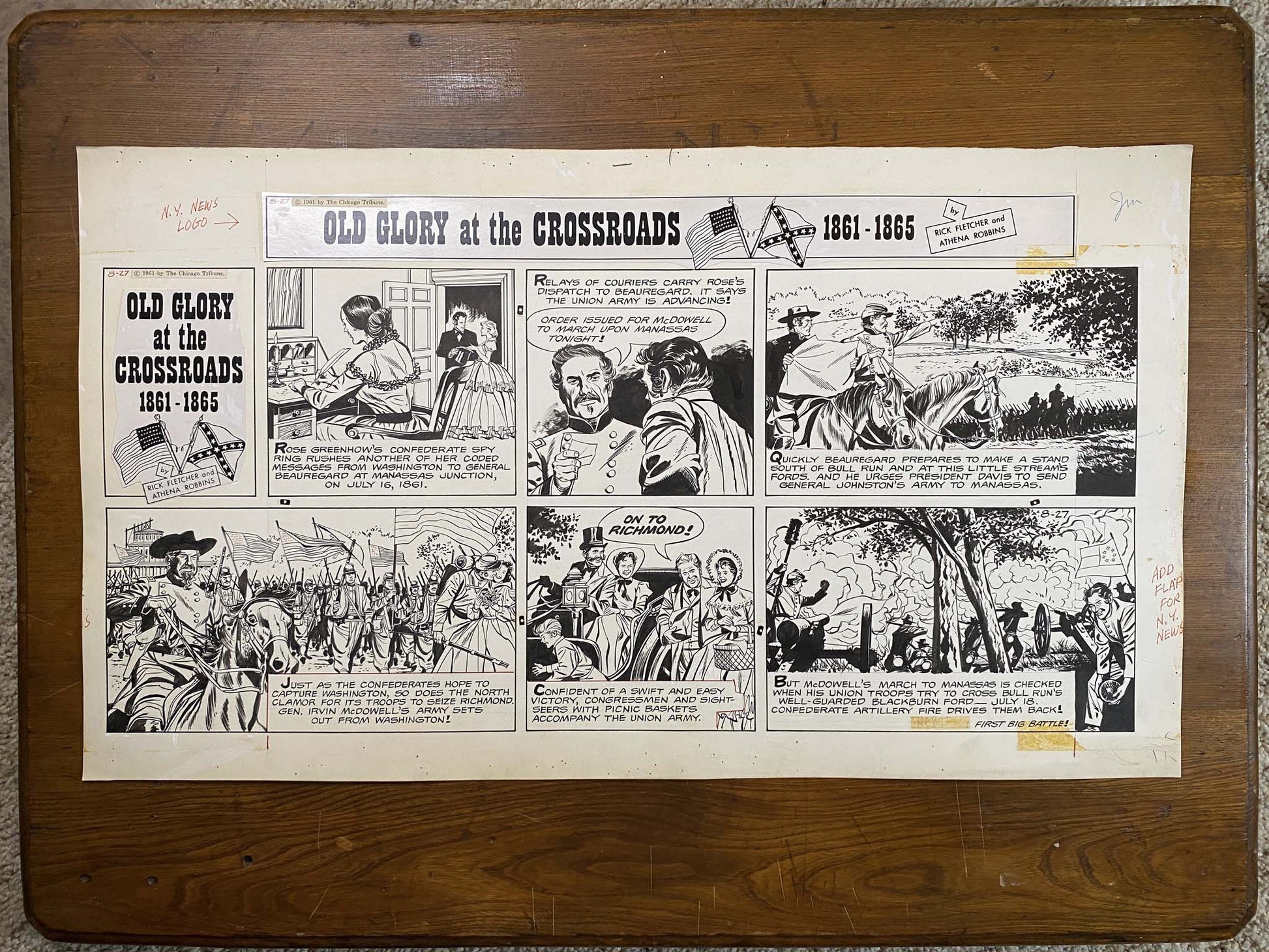 Old Glory at the Crossroads 8/27/61 Original Art Illustration | Fletcher Studio