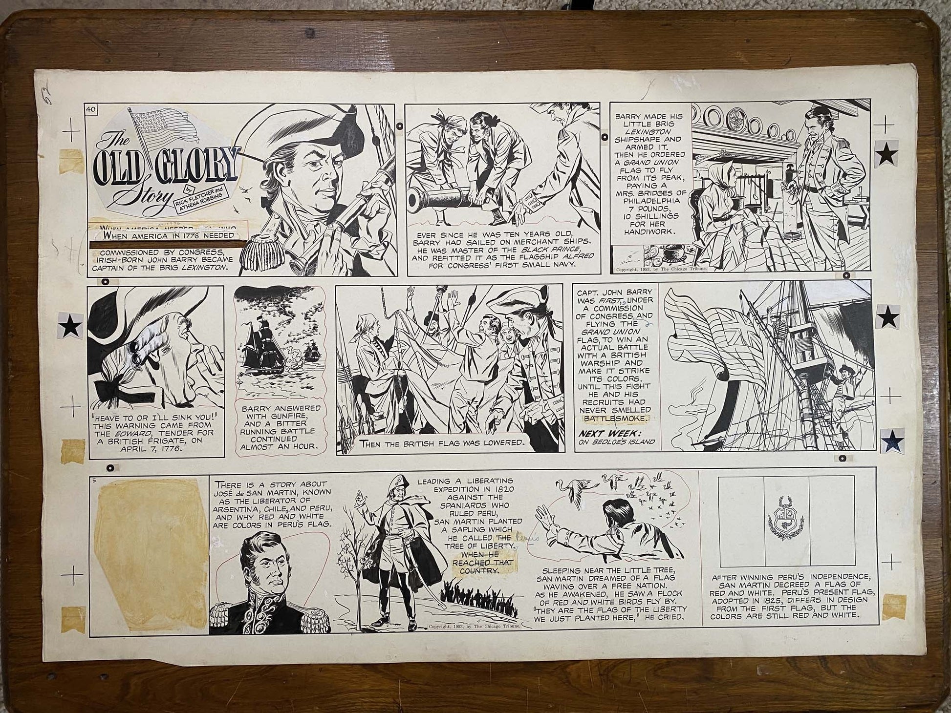The Old Glory Story: History of the American Flag 10/31/53 Original Art Illustration | Fletcher Studio