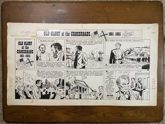 Old Glory at the Crossroads 10/8/61 Original Art Illustration | Fletcher Studio