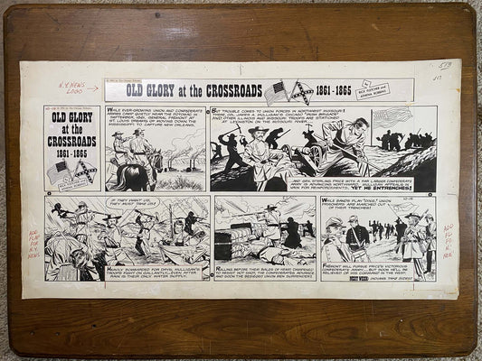 Old Glory at the Crossroads 10/15/61 Original Art Illustration | Fletcher Studio